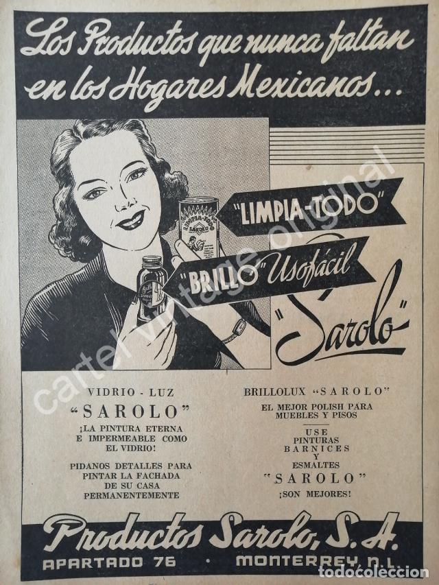 Sammeln von Plakaten: CARTEL ANTIGUO ORIGINAL DE PRODUCTOS SAROLO S.A. MONTERREY / RARO