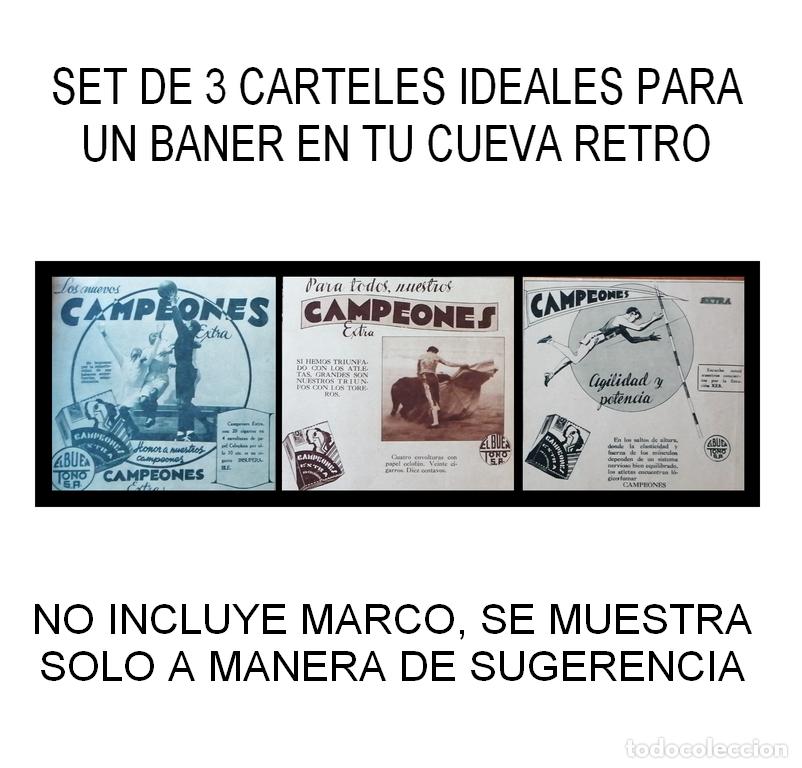 Sammeln von Plakaten: CARTEL ANTIGUO ORIGINAL DE SET DE 3 CARTELES CIGARRERA EL BUEN TONO, 1940s