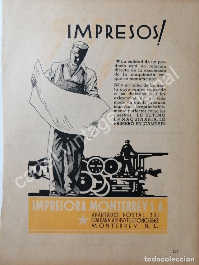 Sammeln von Plakaten: CARTEL ANTIGUO ORIGINAL DE IMPRESORA MONTERREY S.A 1941