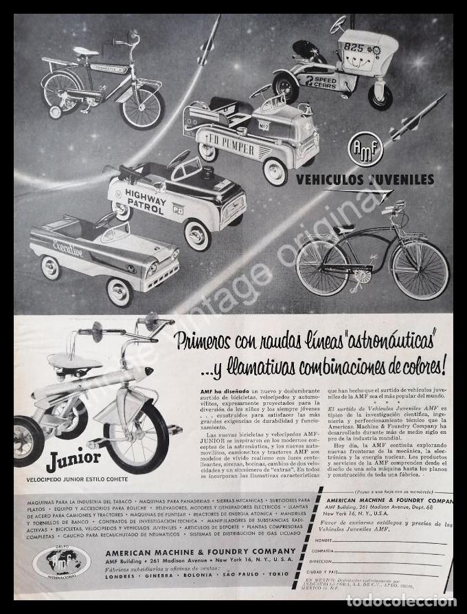 Sammeln von Plakaten: CARTEL ANTIGUO ORIGINAL DE TRICICLOS Y CARRITOS DE LAMINA AMERICAN MACHINE 1958