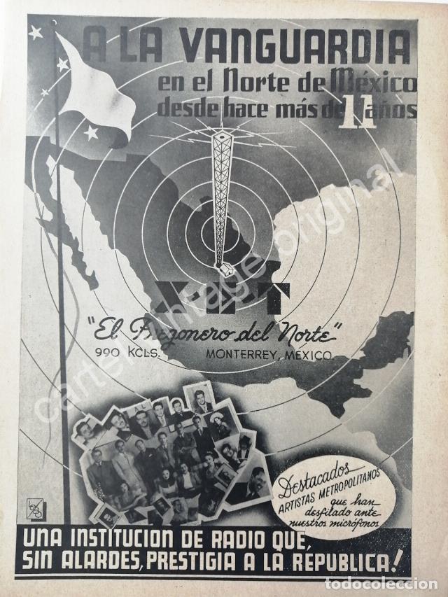 Sammeln von Plakaten: CARTEL ANTIGUO ORIGINAL DE ESTACION DE RADIO XET Y ARTISTAS DE 1943 MONTERREY / MUY RARO