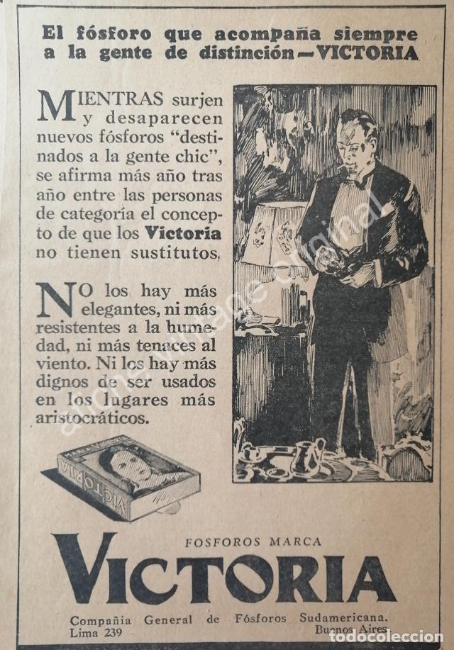 Sammeln von Plakaten: CARTEL ANTIGUO ORIGINAL DE FOSFOROS VICTORIA A&Ntilde;OS 20s /1