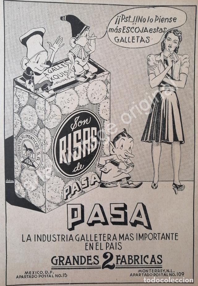 Sammeln von Plakaten: CARTEL ANTIGUO ORIGINAL DE GALLETAS SONRISAS DE GALLETAS PASA 1941 MONTERREY
