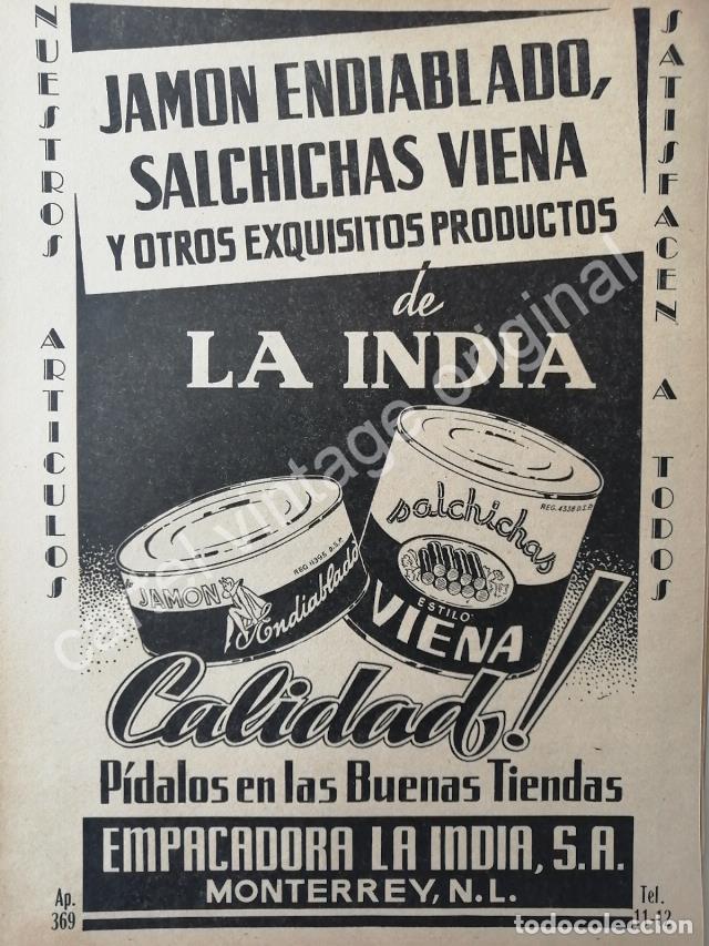 Sammeln von Plakaten: CARTEL ANTIGUO ORIGINAL DE EMPACADORA LA INDIA 1942 MONTERREY / MUY RARO