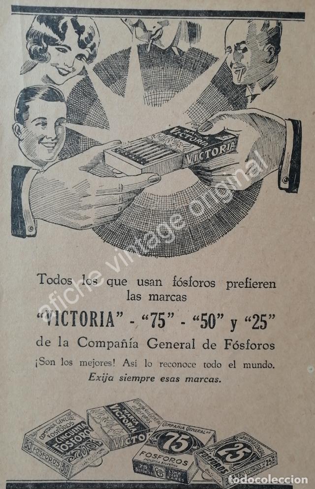 Sammeln von Plakaten: CARTEL ANTIGUO ORIGINAL DE FOSFOROS VICTORIA A&Ntilde;OS 20s /7