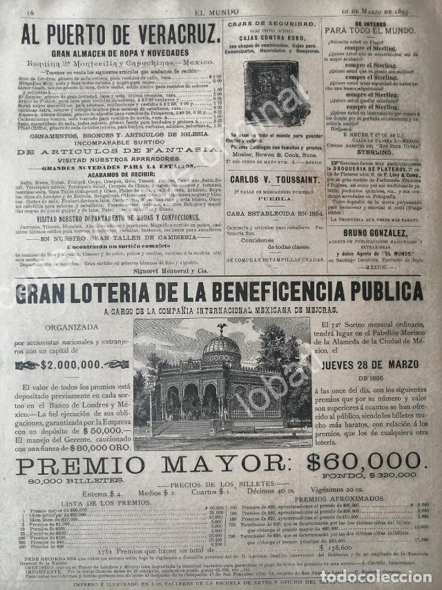 Sammeln von Plakaten: CARTEL ANTIGUO ORIGINAL DE LOTERIA NACIONAL 1895 Y WAGNER Y LEVIEN