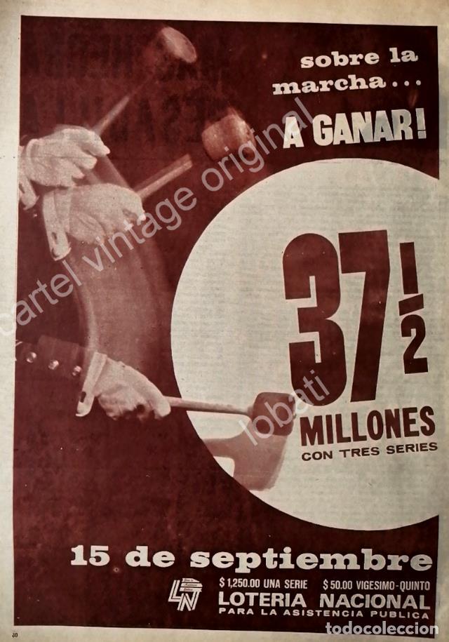 Sammeln von Plakaten: CARTEL ANTIGUO ORIGINAL DE LOTERIA NACIONAL 1968 /16