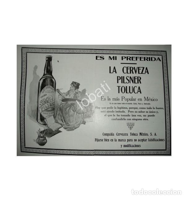 Sammeln von Plakaten: CARTEL ANTIGUO ORIGINAL DE CERVEZA PILSNER 1910 CIA. CERVECERA TOLUCA / MUY RARO