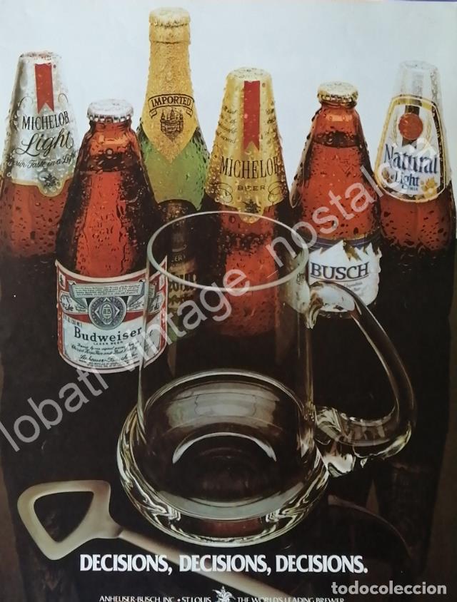 Sammeln von Plakaten: CARTEL ANTIGUO ORIGINAL DE CERVECERIA ANHEUSER BUSCH 1982 BUDWEISER Y OTRAS