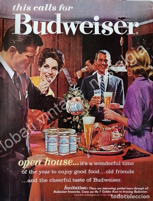 Sammeln von Plakaten: CARTEL ANTIGUO ORIGINAL DE CERVEZA BUDWEISER 1960 / RARO