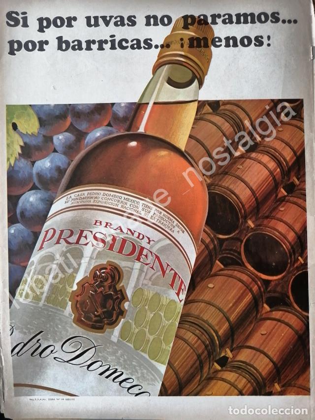 Poster collecting: CARTEL ANTIGUO ORIGINAL DE BRANDY PRESIDENTE 1972 SI POR UVAS NO PARAMOS