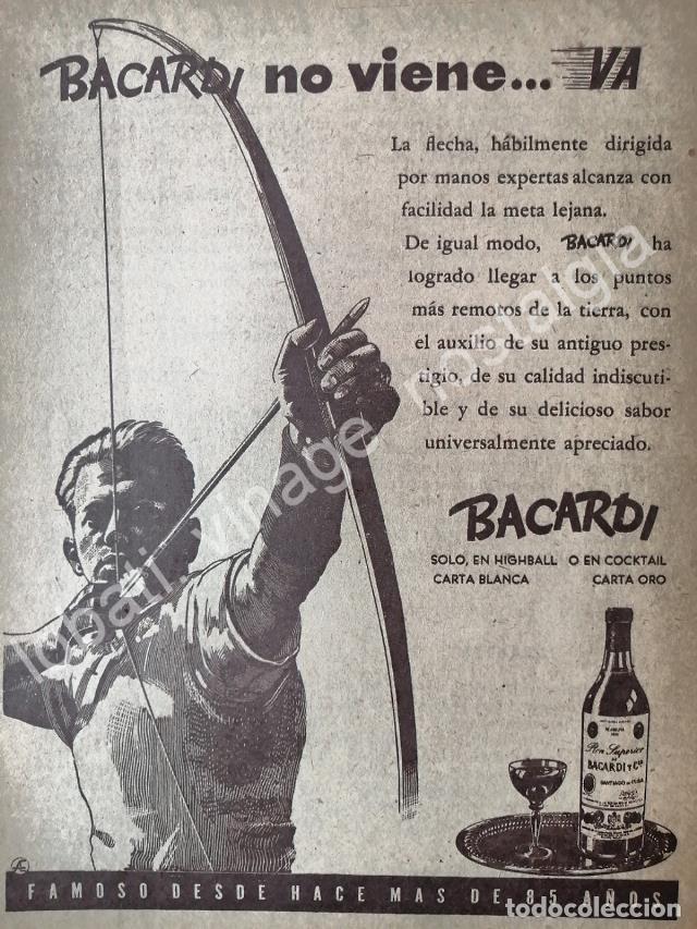 Poster collecting: CARTEL ANTIGUO ORIGINAL DE RON BACARDI 1947 NO VIENE VA ARQUERO