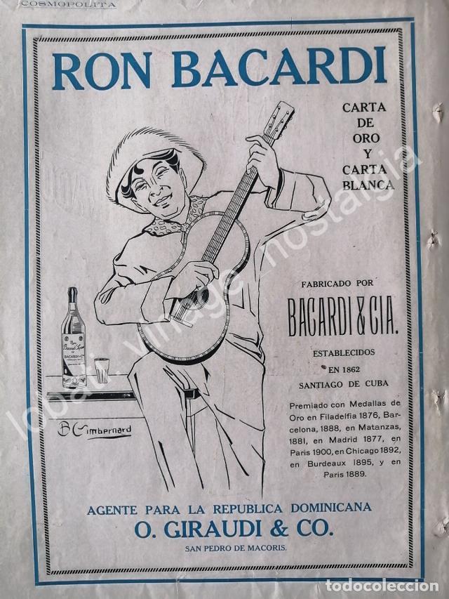 Poster collecting: CARTEL ANTIGUO ORIGINAL DE RON BACARDI 1920 DIBUJO. BIENVENIDO GIMBERNARD / SUPER RARO