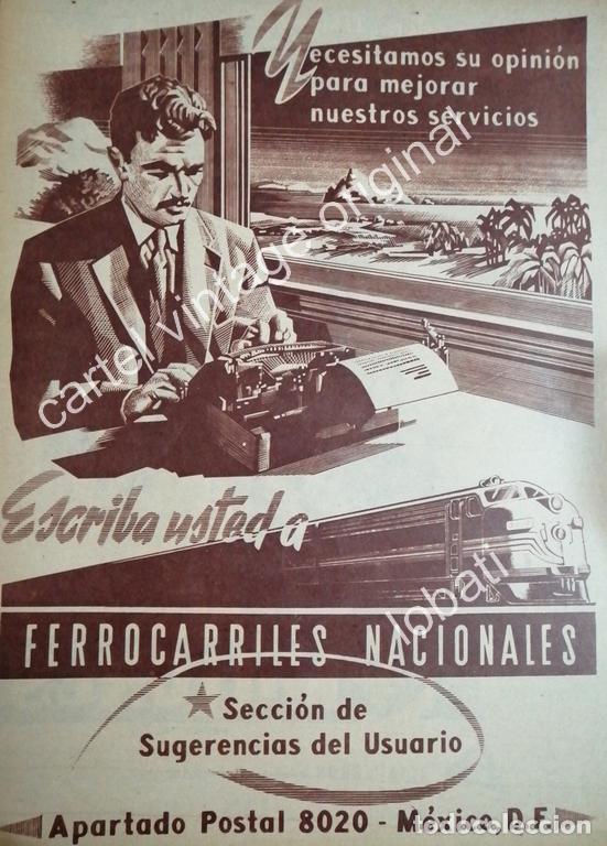 Poster collecting: CARTEL ANTIGUO ORIGINAL DE FERROCARRILES NACIONALES 1955 /RARO