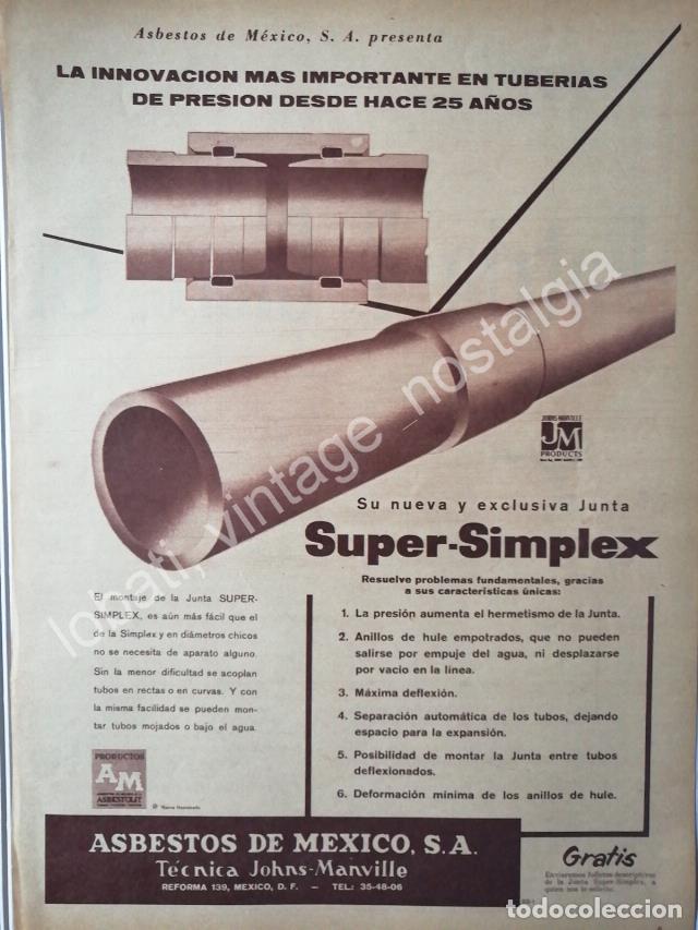 Poster collecting: CARTEL ANTIGUO ORIGINAL DE ASBESTOS DE MEXICO S.A 1956