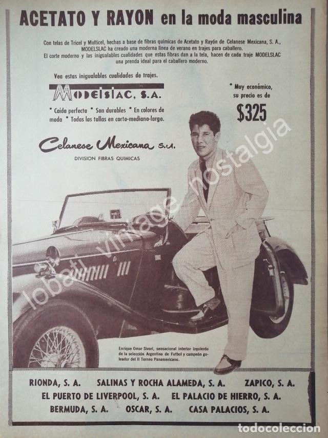 Poster collecting: CARTEL ANTIGUO ORIGINAL DE ENRIQUE OMAR SIVORI Y CELANESE MEXICANA 1956/ FEP MUY RARO