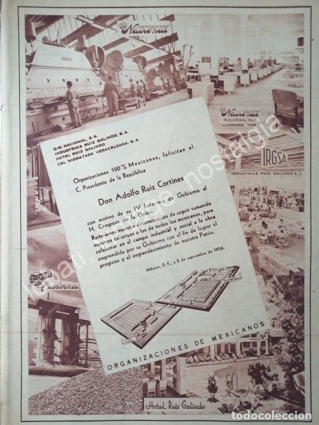 Poster collecting: CARTEL ANTIGUO ORIGINAL DE INDUSTRIAS RUIZ GALINDO FELICITA A RUIZ CORTINES 1956 /RARO