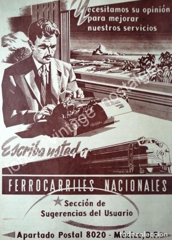 Poster collecting: CARTEL ANTIGUO ORIGINAL DE FERROCARRILES NACIONALES 1955 ENCUESTA PUBLICA