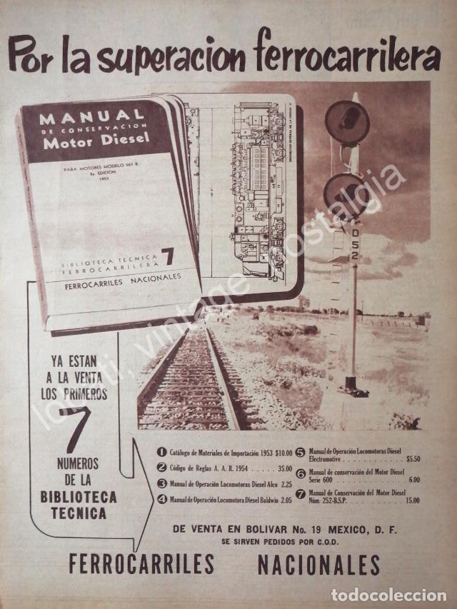 Poster collecting: CARTEL ANTIGUO ORIGINAL DE FERROCARRILES NACIONALES Y SU MANUAL No. 7 DE 1956