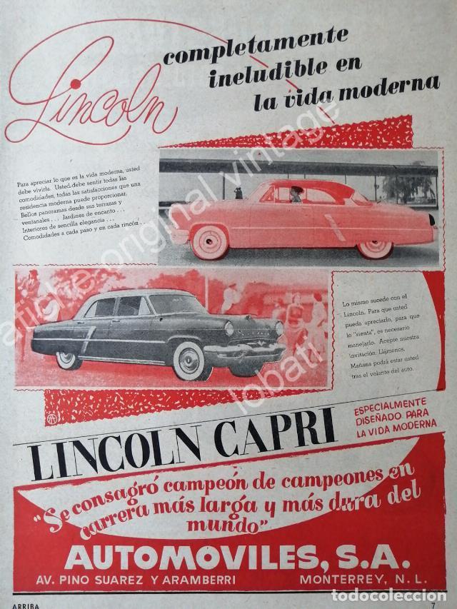 Poster collecting: CARTEL ANTIGUO ORIGINAL DE AUTO LINCOLN CAPRI 1953 AUTOMOVILES S.A MONTERREY