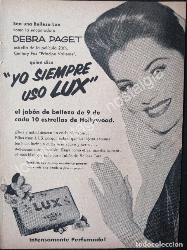 Poster collecting: CARTEL ANTIGUO ORIGINAL DE CARTELITO. DEBRA PAGET Y JABONES LUX 1954 / FEP