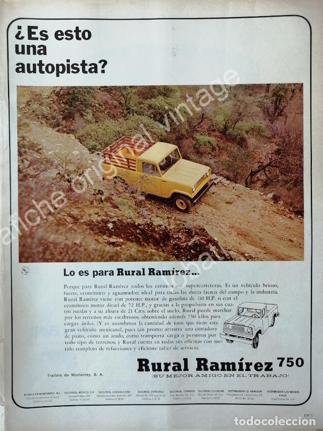 Poster collecting: CARTEL ANTIGUO ORIGINAL DE CAMIONETA PICKUP RURAL RAMIREZ 750 /1966 / MUY RARO /2