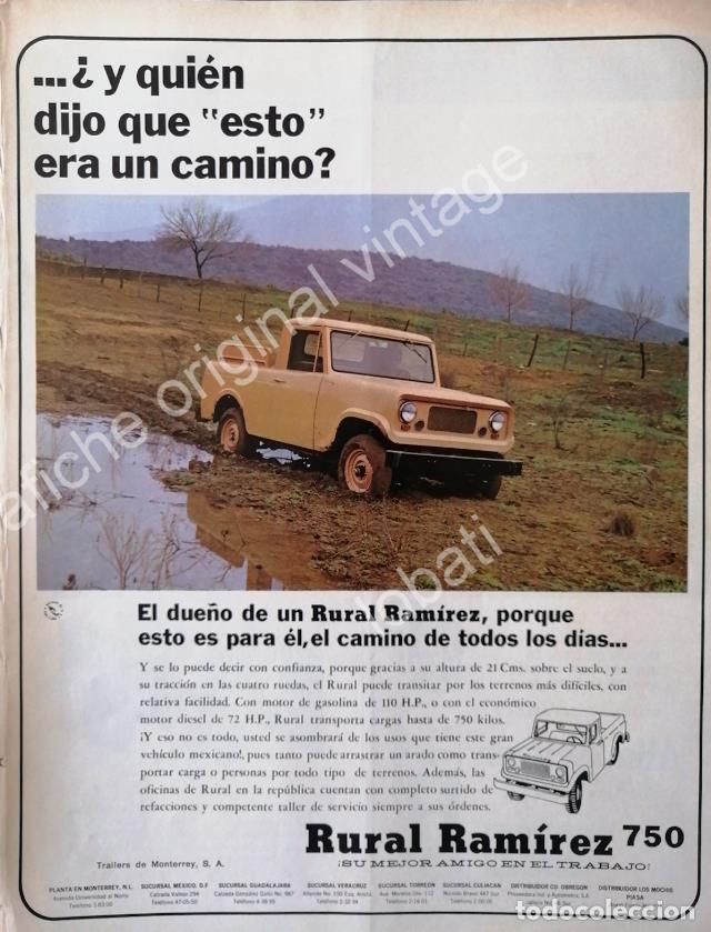 Poster collecting: CARTEL ANTIGUO ORIGINAL DE CAMIONETA PICKUP RURAL RAMIREZ 750 /1966 / MUY RARO