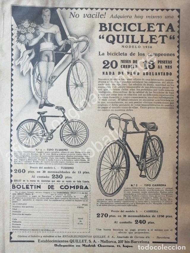 Poster collecting: CARTEL ANTIGUO ORIGINAL DE BICICLETAS QUILLET 1930