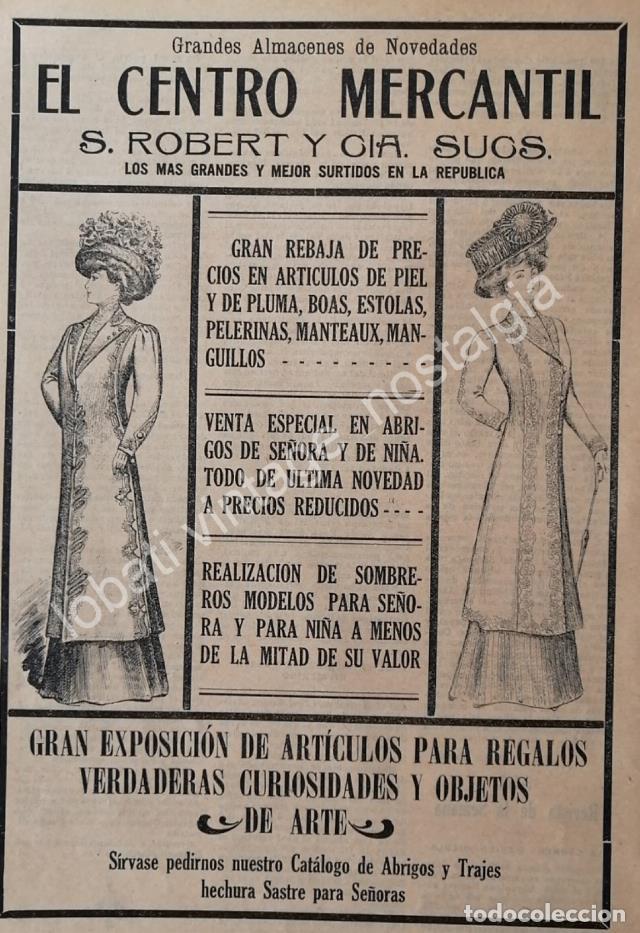 Poster collecting: CARTEL ANTIGUO ORIGINAL DE TIENDA EL CENTRO MERCANTIL 1910 S. ROBERT Y CIA.