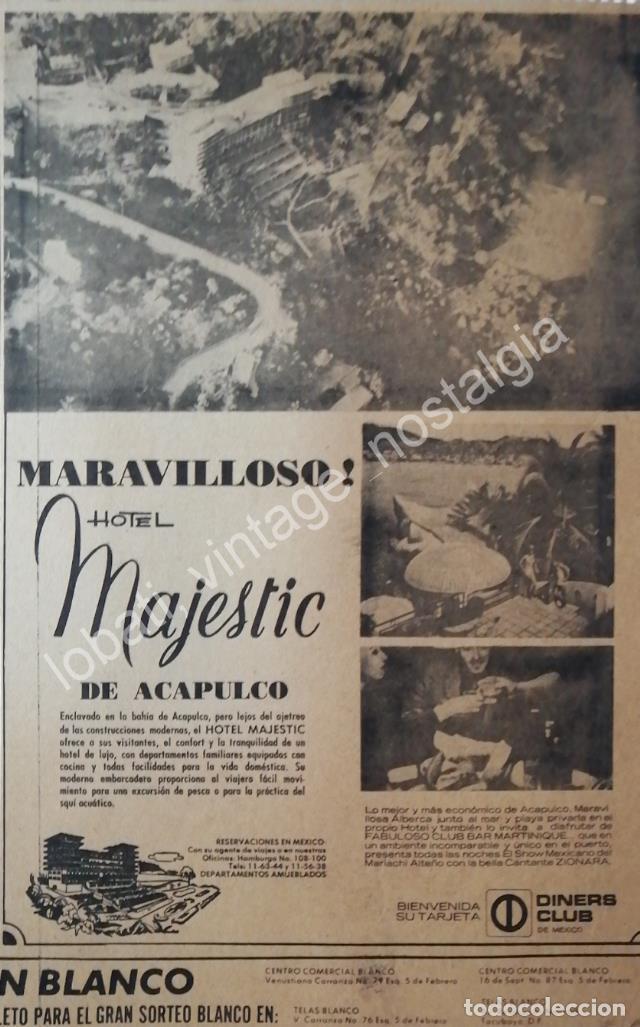 Sammeln von Plakaten: CARTEL ANTIGUO ORIGINAL DE HOTEL MAJESTIC DE ACAPULCO 1960s /4