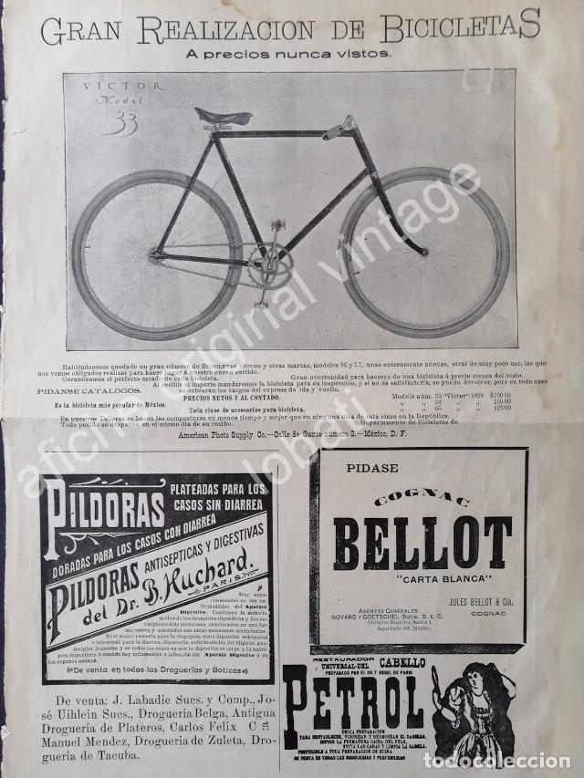 Sammeln von Plakaten: CARTEL ANTIGUO ORIGINAL DE BICICLETAS VICTOR MODEL 33 Y OTRAS PUBLICIDADES 1898