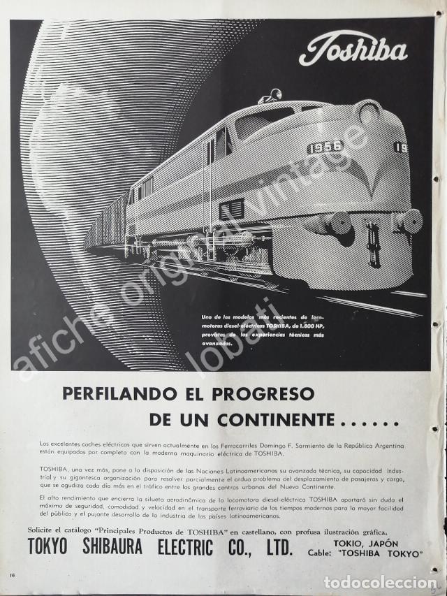 Sammeln von Plakaten: CARTEL ANTIGUO ORIGINAL DE LOCOMOTORAS TOSHIBA 1956 / RARO