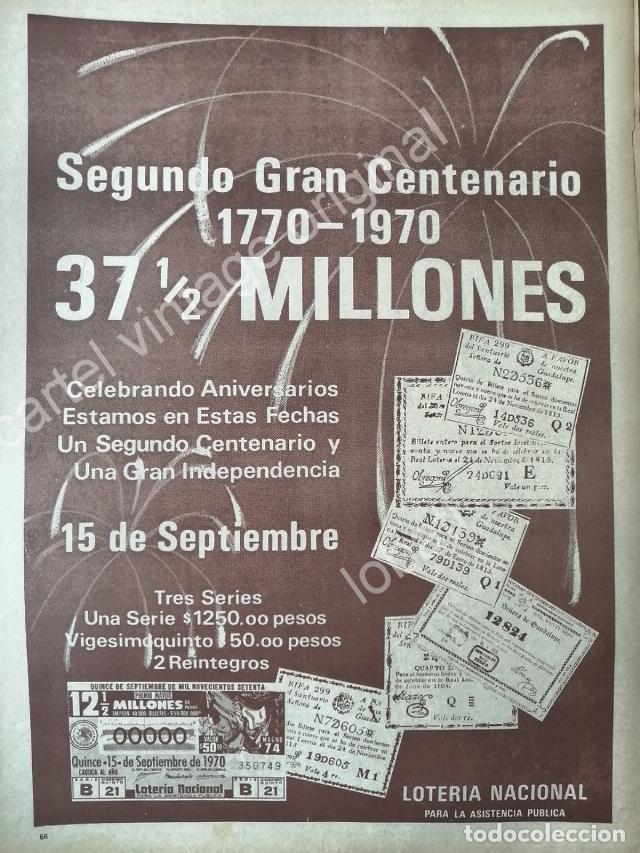 Sammeln von Plakaten: CARTEL ANTIGUO ORIGINAL DE BICENTENARIO DE LA LOTERIA NACIONAL 1970 / MUY RARO