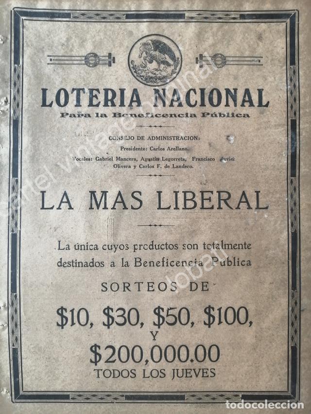 Collectionnisme d'affiches: CARTEL ANTIGUO ORIGINAL DE LA LOTERIA NACIONAL 1921 Y GABRIEL MANCERA
