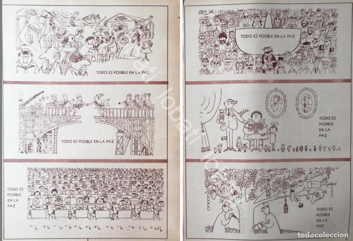 Collectionnisme d'affiches: CARTEL ANTIGUO ORIGINAL DE ABEL QUEZADA OPINION EN CARICATURAS TODO ES POSIBLE EN LA PAZ 1968