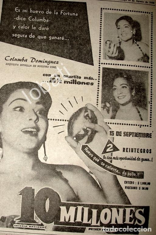 Collectionnisme d'affiches: CARTEL ANTIGUO ORIGINAL DE COLUMBA DOMINGUEZ EN LA LOTERIA NACIONAL 1956 /FEP