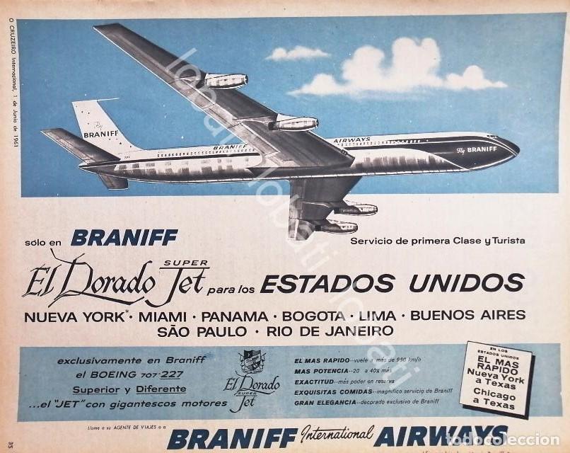 Collectionnisme d'affiches: CARTEL ANTIGUO ORIGINAL DE AEROLINEAS BRANIFF 1961 /577