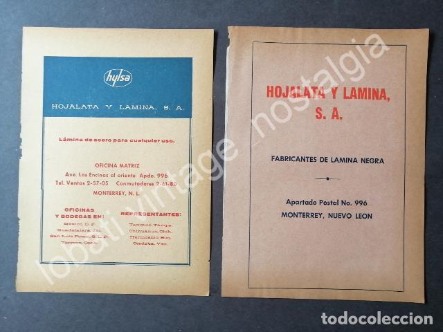 Collectionnisme d'affiches: CARTEL ANTIGUO ORIGINAL DE 2 AFICHES HOJALATA Y LAMINA S.A. HYLSA 1960s