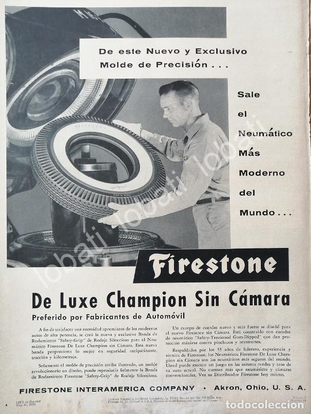 Collectionnisme d'affiches: CARTEL ANTIGUO ORIGINAL DE LLANTAS FIRESTONE DE LUXE CHAMPION 1956 /N97 RARO