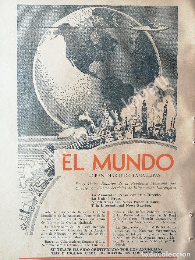 Sammeln von Plakaten: CARTEL ANTIGUO ORIGINAL DE AFICHE DEL DIARIO EL MUNDO 1950 TAMAULIPAS /68