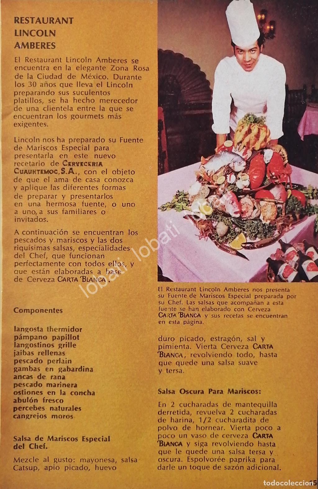 Sammeln von Plakaten: CARTEL ANTIGUO ORIGINAL DE CERVEZA CARTA BLANCA Y RESTAURANTE LINCOLN AMBERES 1970s /169
