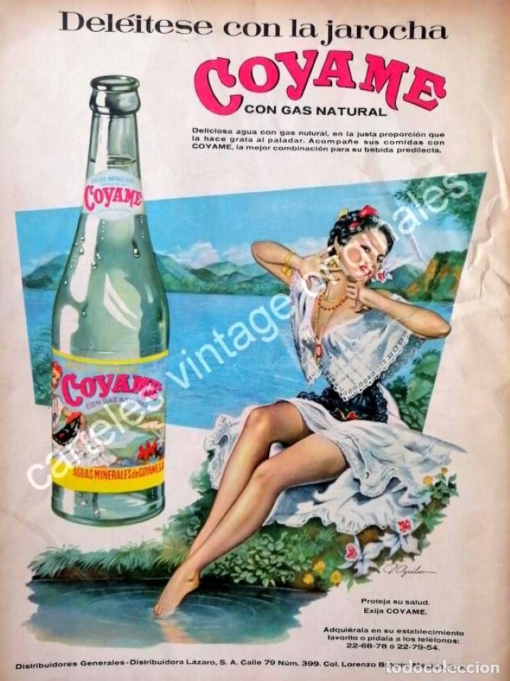 Sammeln von Plakaten: CARTEL ANTIGUO ORIGINAL DE AGUA MINERAL COYAME 1958 PUBLICIDAD ARTISTICA. AGUILAR