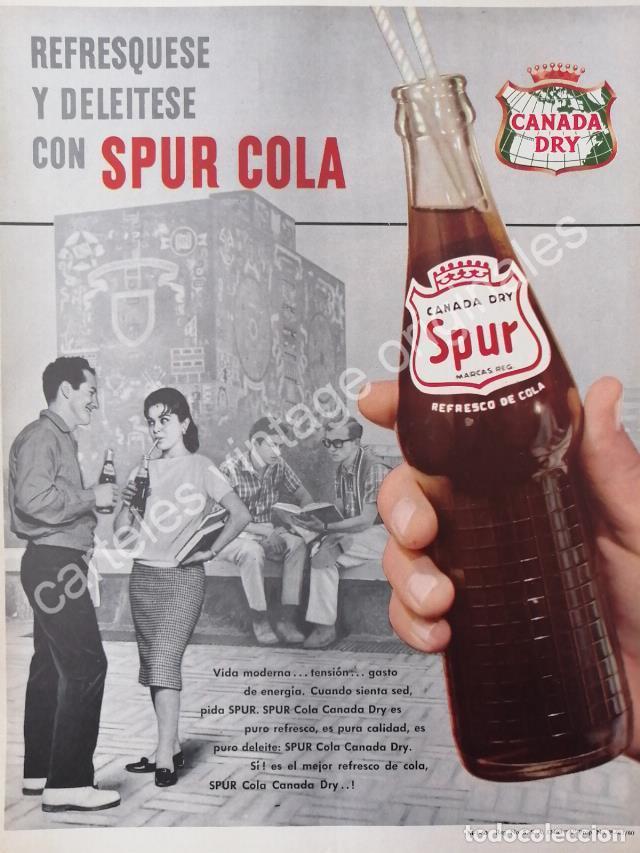 Sammeln von Plakaten: CARTEL ANTIGUO ORIGINAL DE REFRESCO CANADA DRY SPUR COLA Y LA BIBLIOTECA UNAM 1960