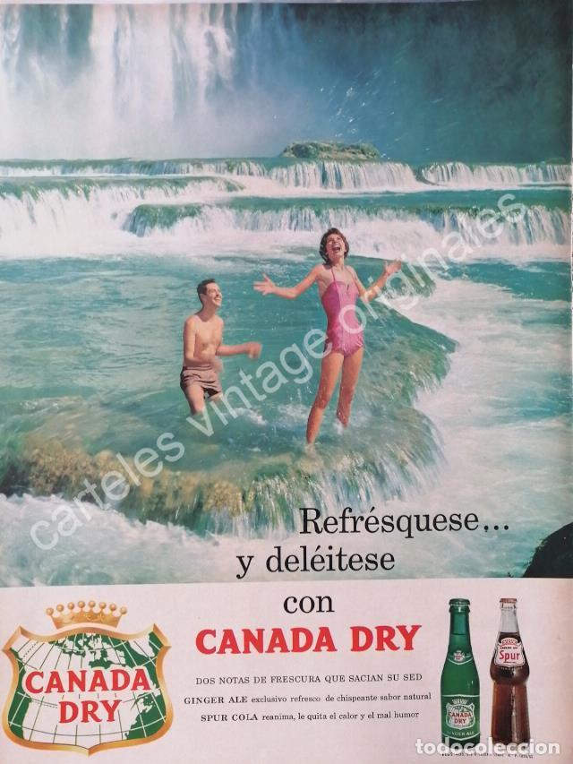 Sammeln von Plakaten: CARTEL ANTIGUO ORIGINAL DE REFRESCO CANADA DRY. SPUR Y GINGER ALE 1960 /4