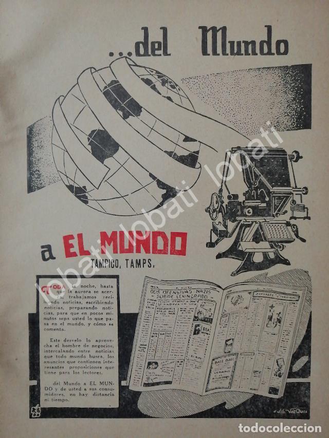 Sammeln von Plakaten: CARTEL ANTIGUO ORIGINAL DE AFICHE DEL DIARIO EL MUNDO, TAMPICO, TMPS 1943 /70