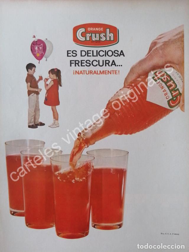 Colecionismo de cartazes: CARTEL ANTIGUO ORIGINAL DE REFRESCO ORANGE CRUSH 1965 ES DELICIOSA FRESCURA /20