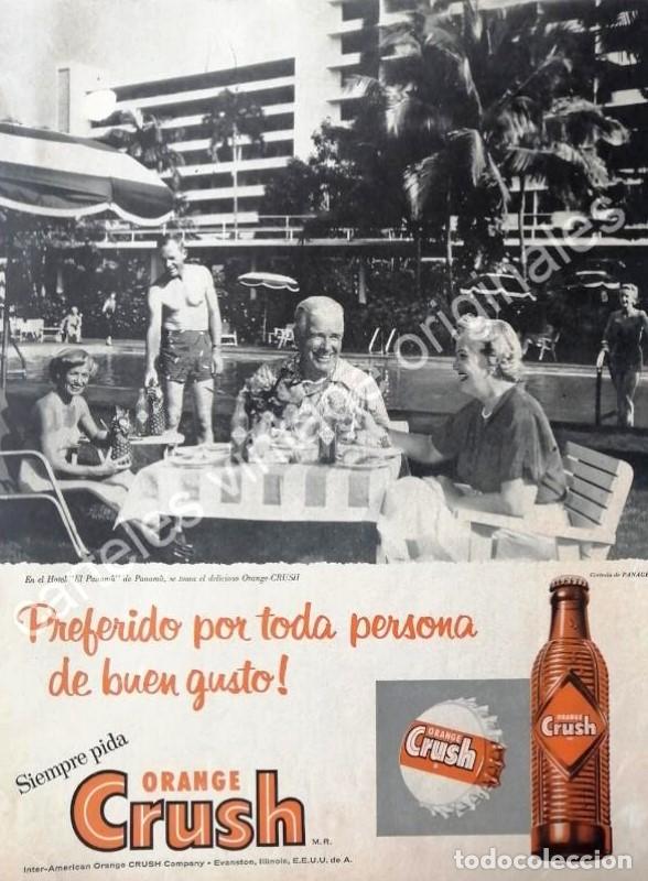 Colecionismo de cartazes: CARTEL ANTIGUO ORIGINAL DE REFRESCO ORANGE CRUSH HOTEL EL PANAMA 1950s