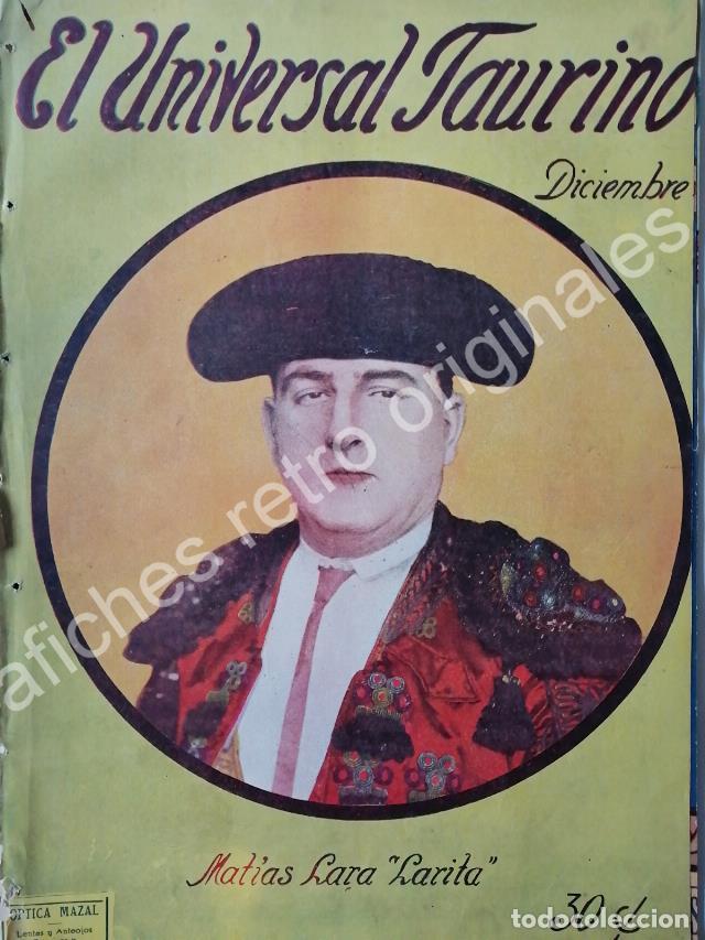 Colecionismo de cartazes: PORTADA ANTIGUA ORIGINAL 1922. TORERO. MATIAS LARA LARITA
