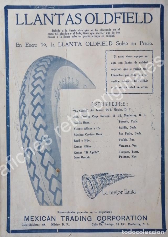 Colecionismo de cartazes: CARTEL ANTIGUO ORIGINAL DE LLANTAS OLDFIELD 1922. MEXICAN TRADING CORPORATION -RARO