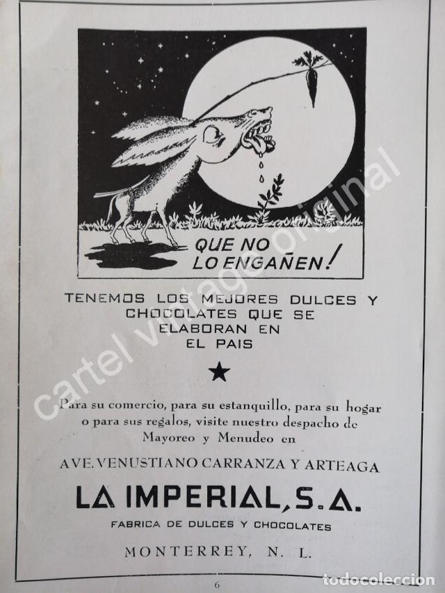 Colecionismo de cartazes: CARTEL ANTIGUO ORIGINAL DE FABRICA DE DULCES Y CHOCOLATES LA IMPERIAL 1959 MONTERREY
